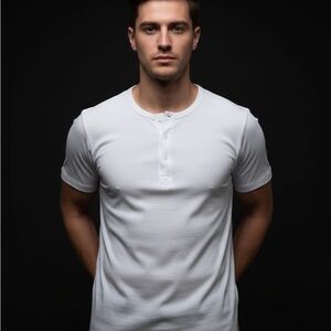 BOSS Men's Classic White Short Sleeve Henley